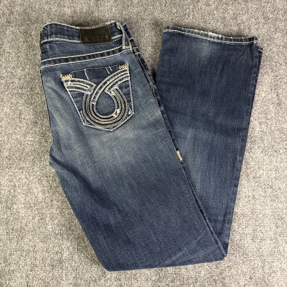 Big Star Liv Boot Jeans Womens 28R Blue Embroidered Low Rise Bootcut Stretch